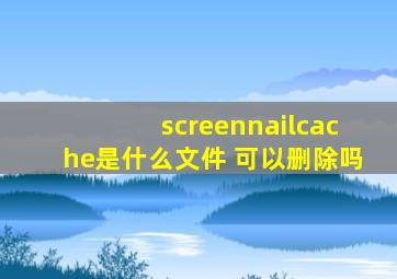 screennailcache是什么文件 可以删除吗